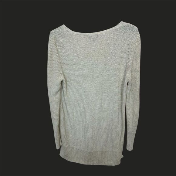 Chaps Ralph Lauren Womens Med Tunic Sweater Off White with a Shimmer Hi-Low Hem - Picture 2 of 3